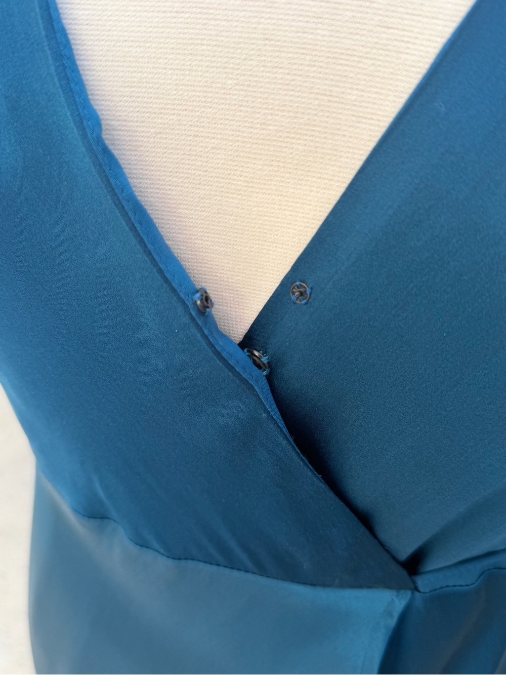 Yumi Kim Teal Satin Wrap Maxi Dress with Side Slit - Picture 14 of 14